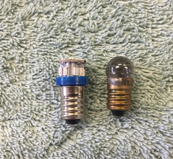 Original Incandescent Gauge Light Bulb and BA9ES LED