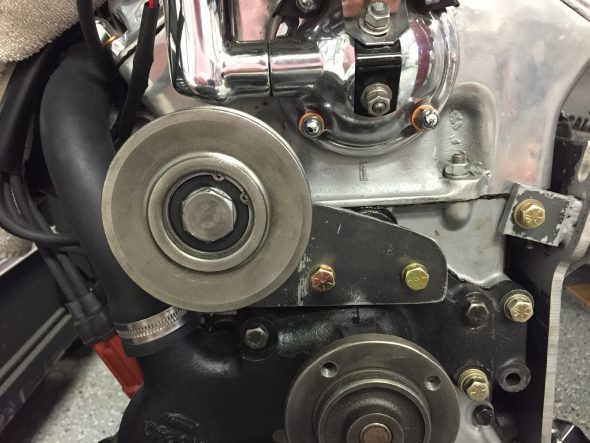 Tensioner Pulley on Mounting Plate and Installed
